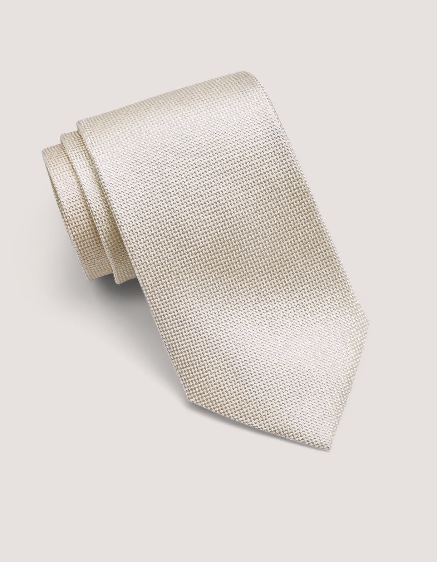 Self Printed Cream Silk Tie