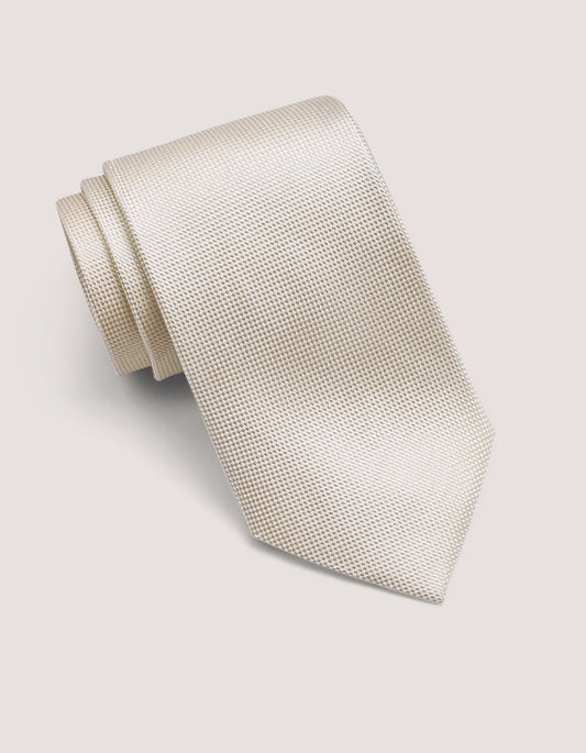 Self Printed Cream Silk Tie