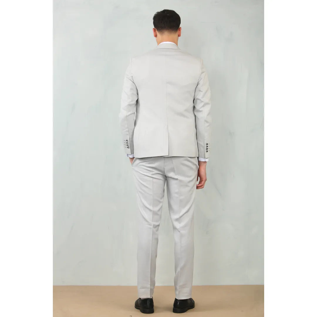 IM200 - Men's Light Grey Tailored Fit Wedding 3 Piece Suit