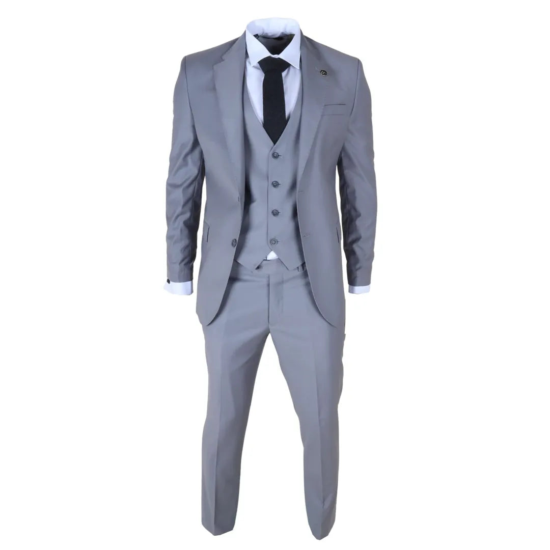 IM30 - Men's Grey 3 Piece Stitch Lapel Formal Suit