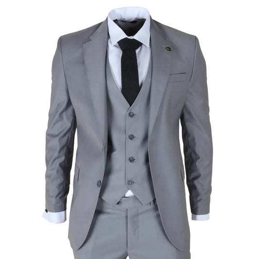 IM30 - Men's Grey 3 Piece Stitch Lapel Formal Suit