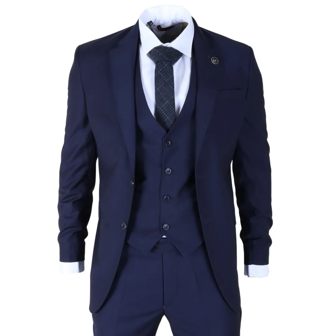IM30 - Men's Navy 3 Piece Stitch Lapel Formal Suit