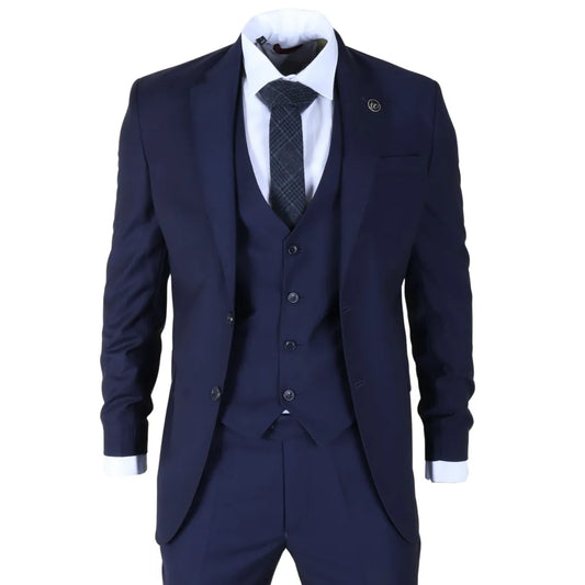 IM30 - Men's Navy 3 Piece Stitch Lapel Formal Suit