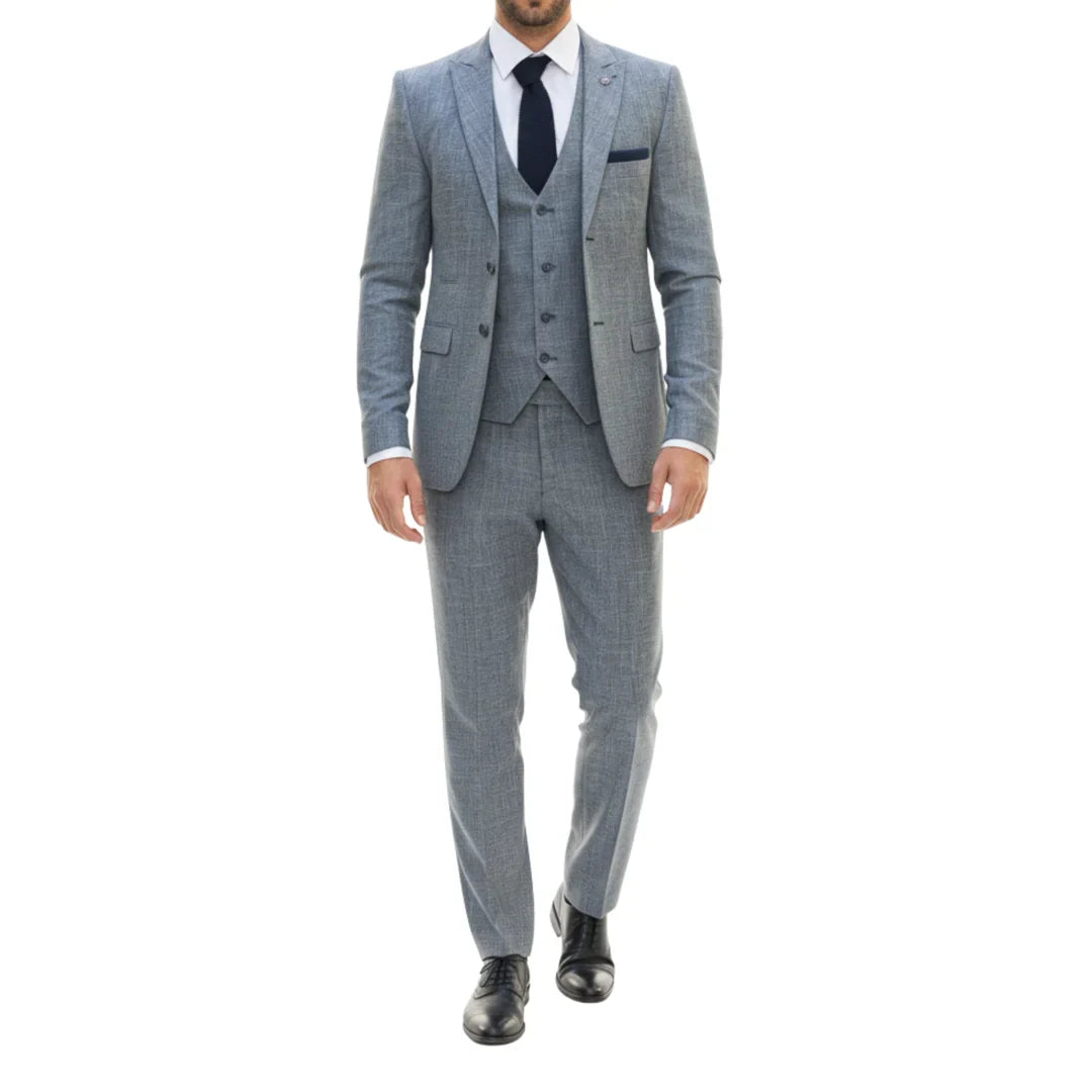 IM33 - Men's 3 Piece Blue Tailored Fit Suit