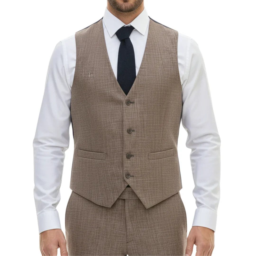 IM33 - Men's 3 Piece Brown Tailored Fit Suit