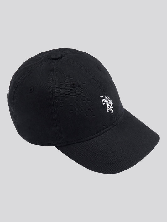 Boys Washed Canvas Cap in Black Bright White DHM