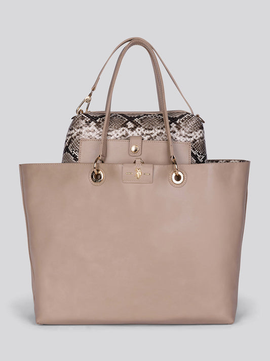 Womens Axtell Reversible Shopping Bag in Light Taupe