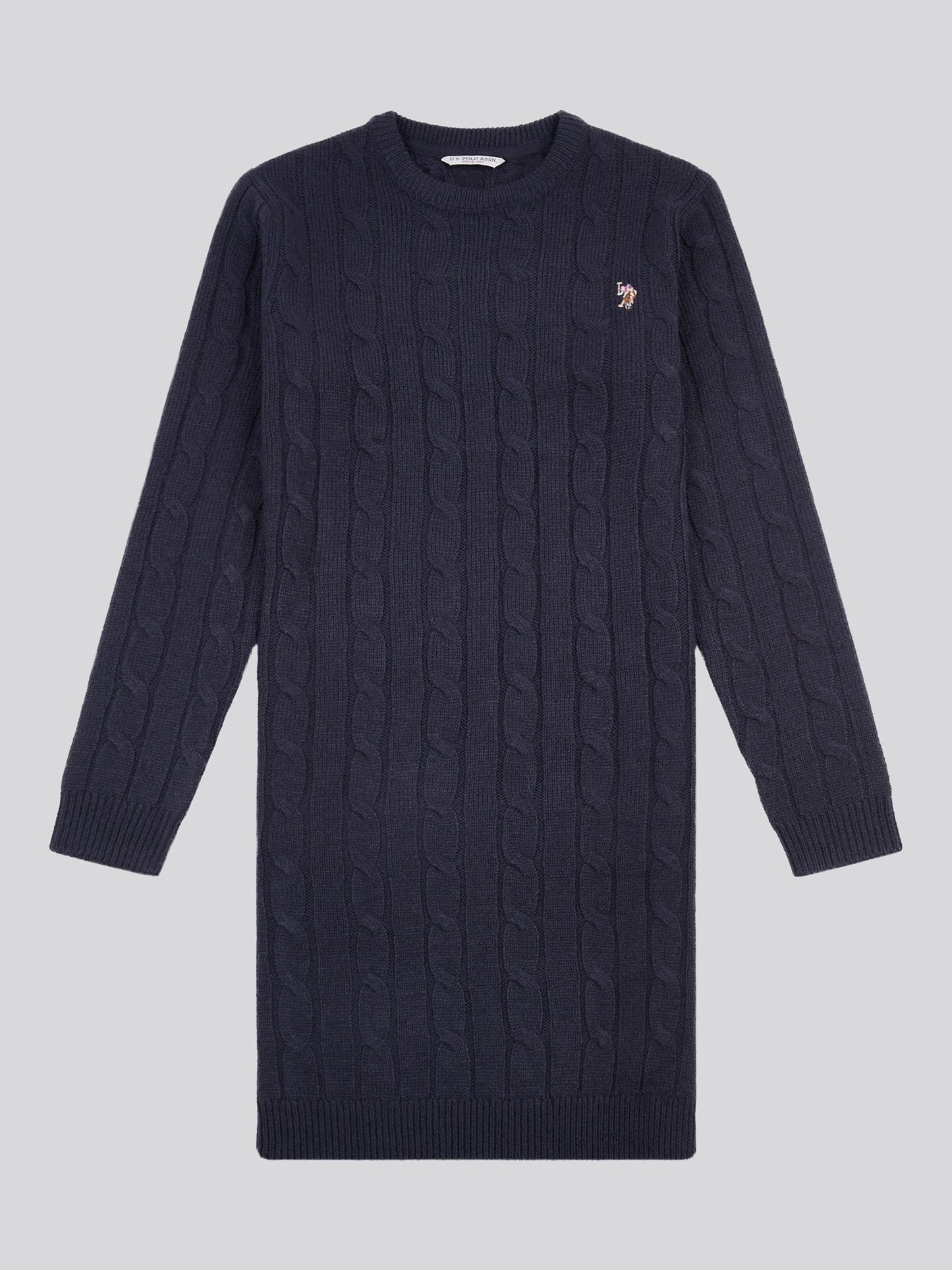 Womens Cable Knit Dress in Navy Iris