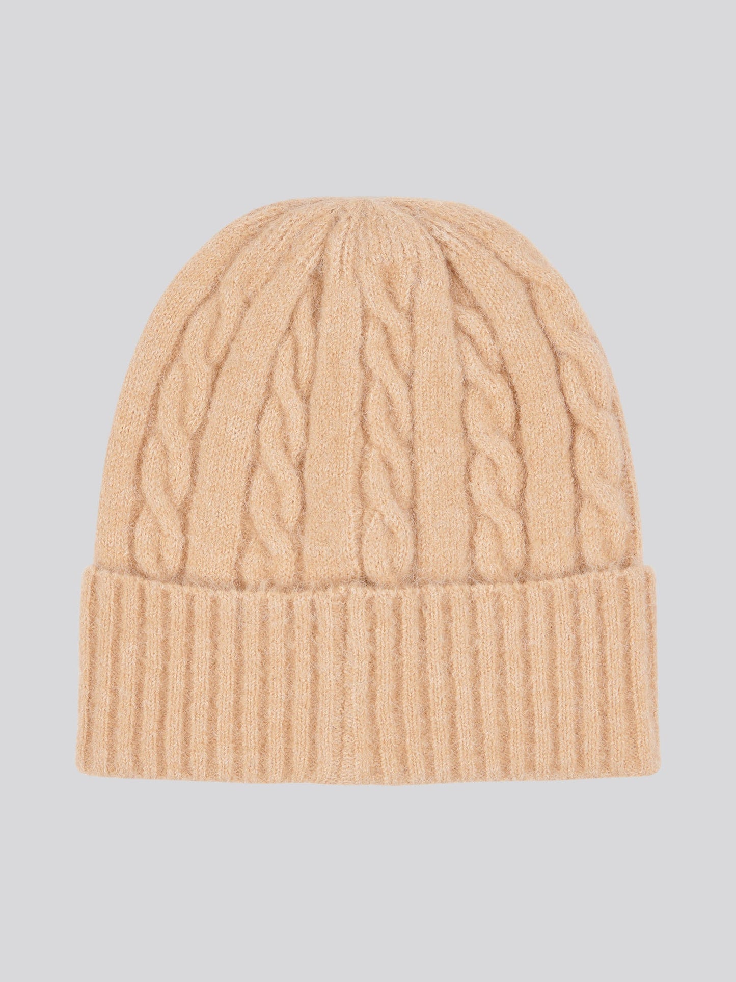 Womens Signature Cable Knit Beanie in Cuban Sand