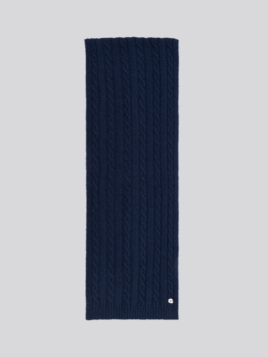 Womens Hanging Signature Cable Knit Scarf in Navy Iris