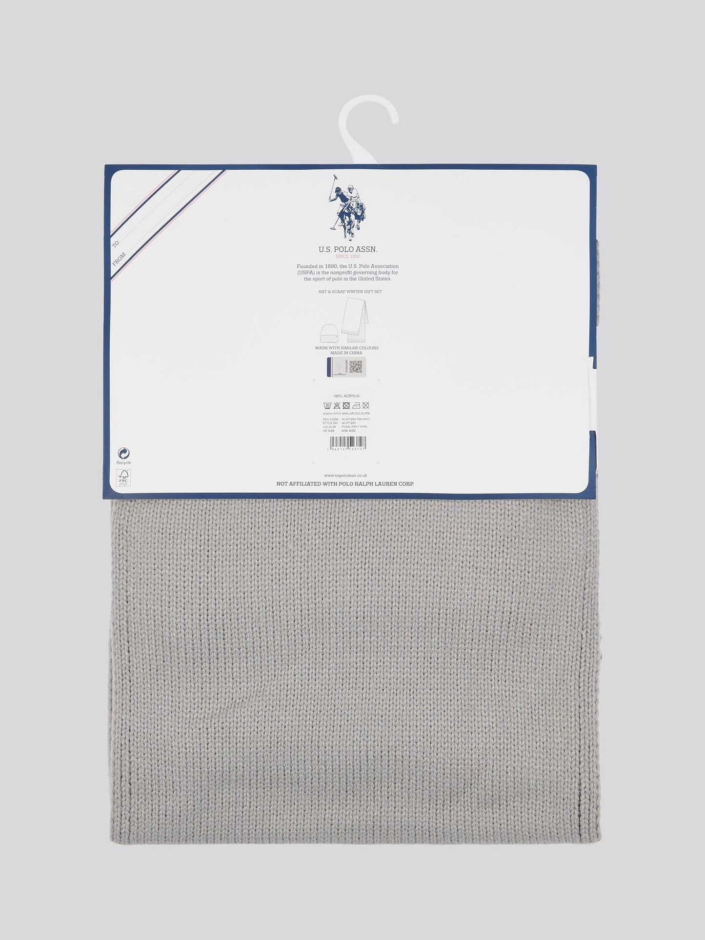 Womens Fair Isle Beanie & Scarf Set in Pearl Grey Marl