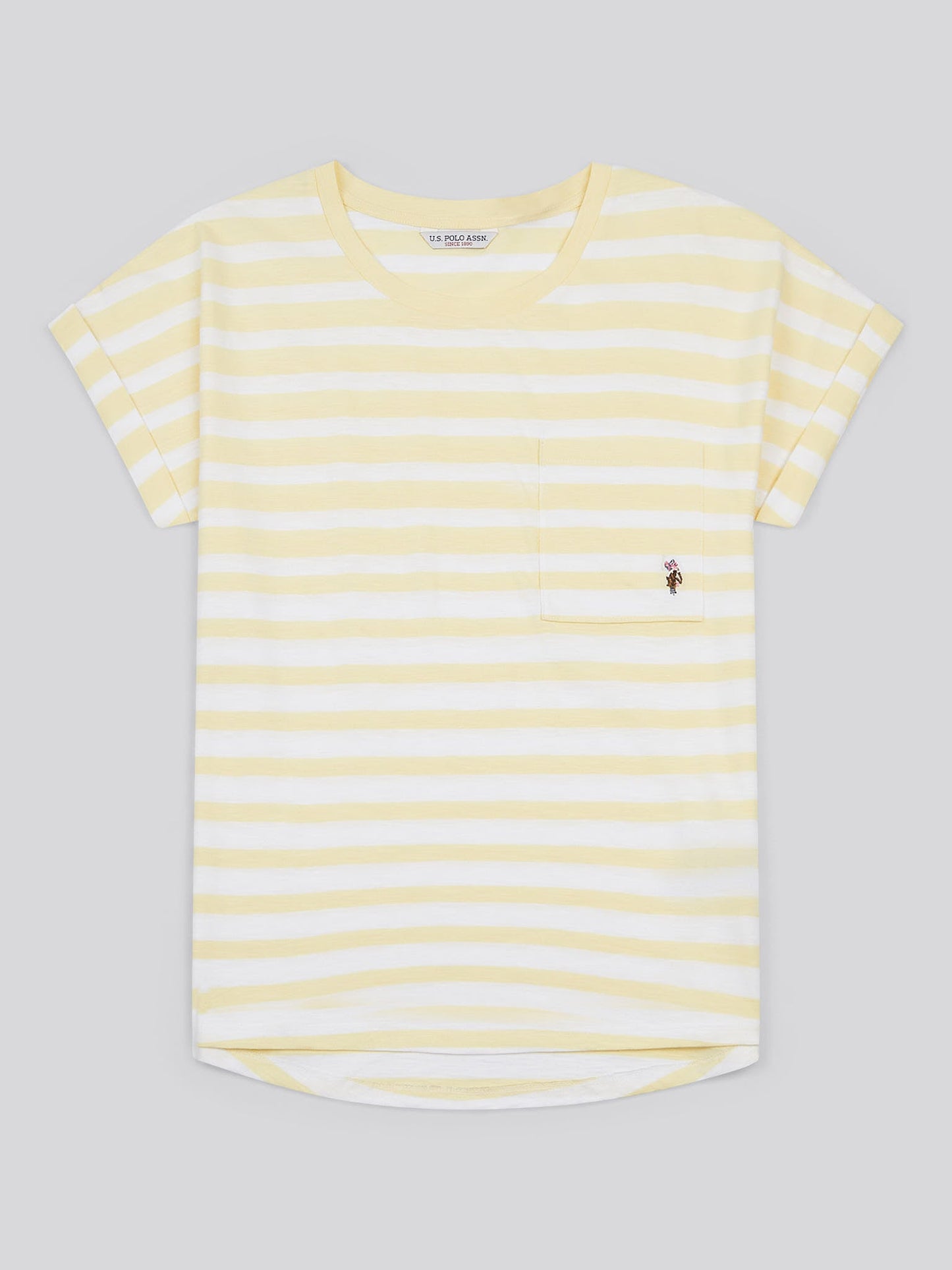 Womens Stripe Slub  T-Shirt in Pastel Yellow