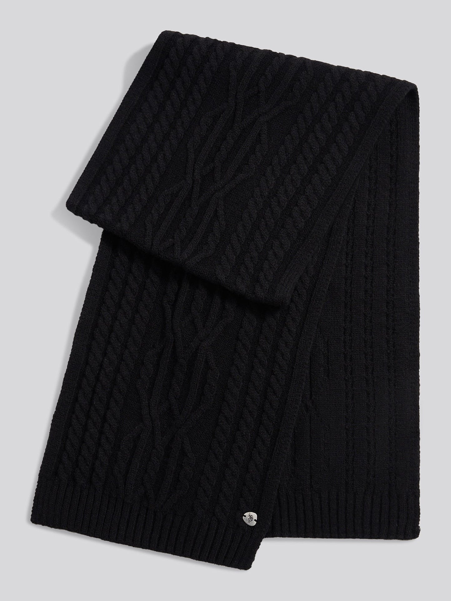 Womens Hanging Twist Cable Scarf in Black