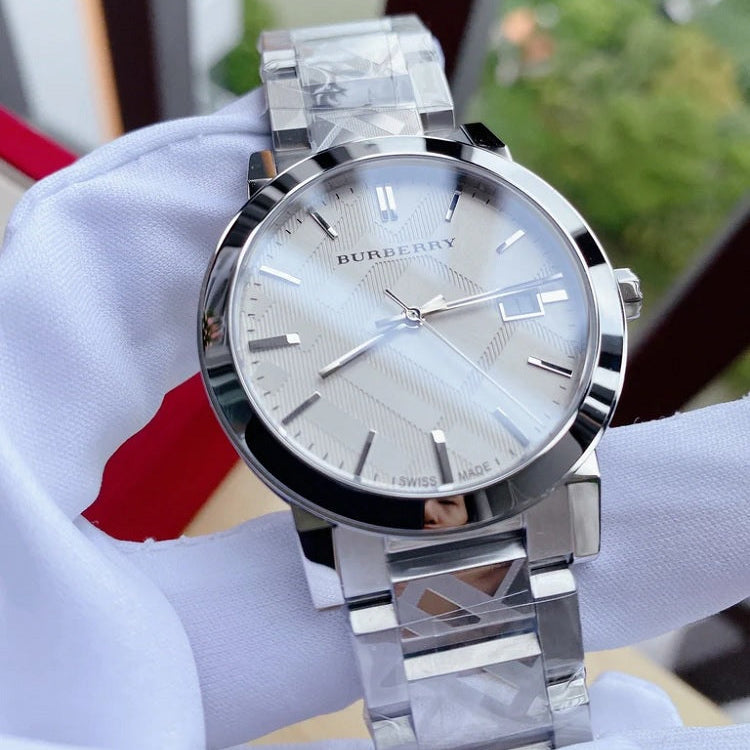 Burberry BU9037 The City Unisex Silver & Rose Gold Watch