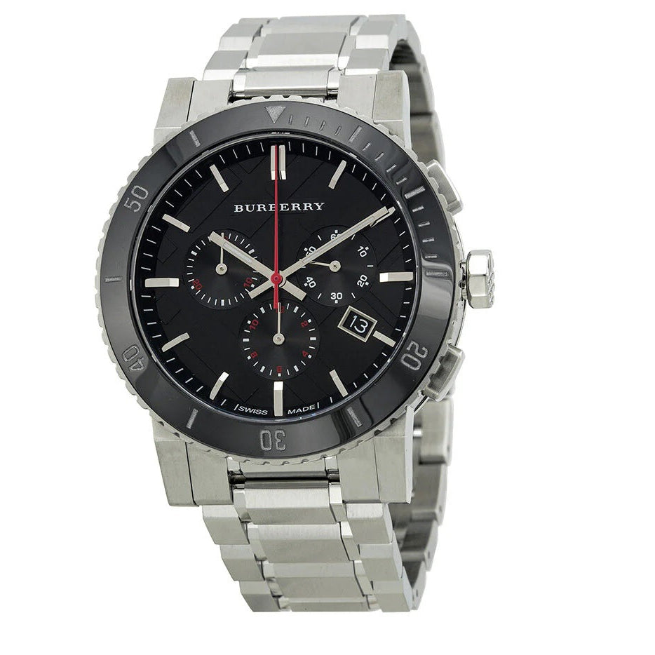 Burberry BU9380 The City Men's Silver & Black Bezel Watch