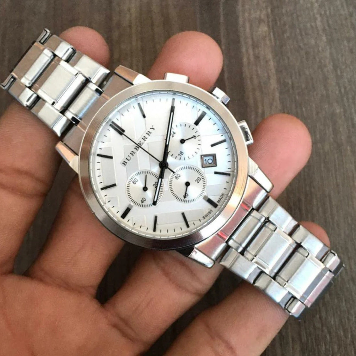 Burberry BU9750 The City Unisex Silver Chronograph Watch