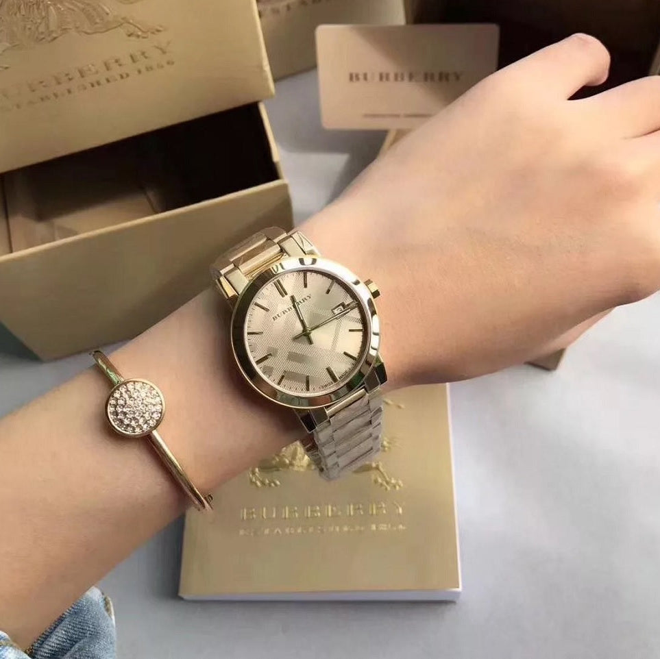 Burberry BU9038 The City Unisex Gold & Champagne Watch