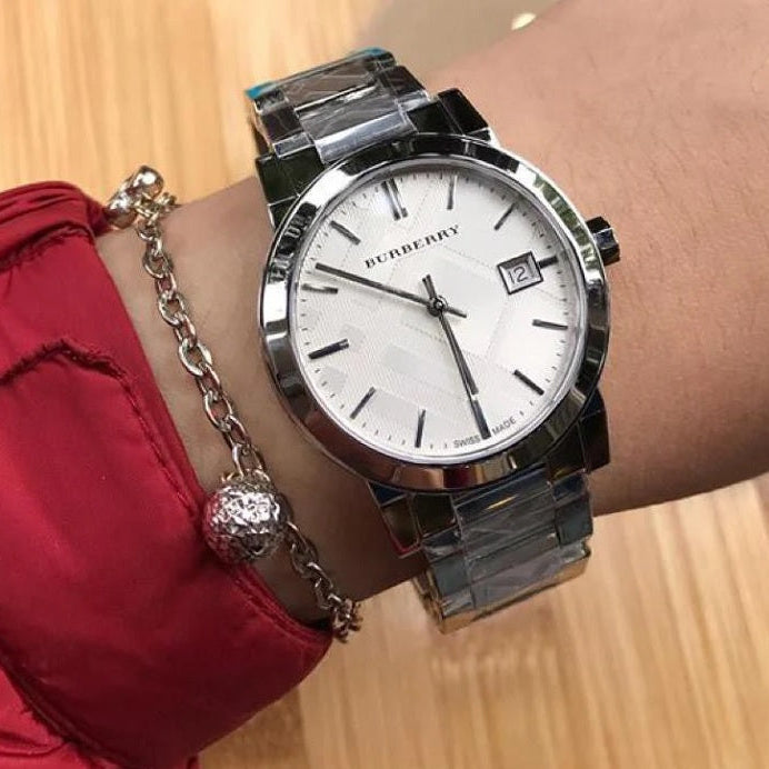 Burberry BU9037 The City Unisex Silver & Rose Gold Watch