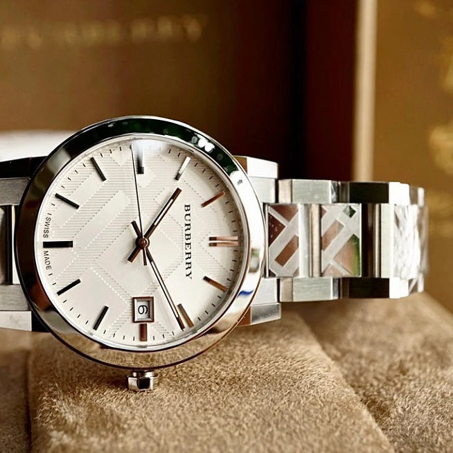 Burberry BU9037 The City Unisex Silver & Rose Gold Watch