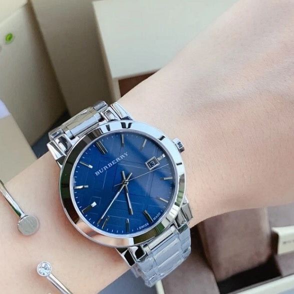 Burberry BU9031 The City Unisex Silver & Blue Watch