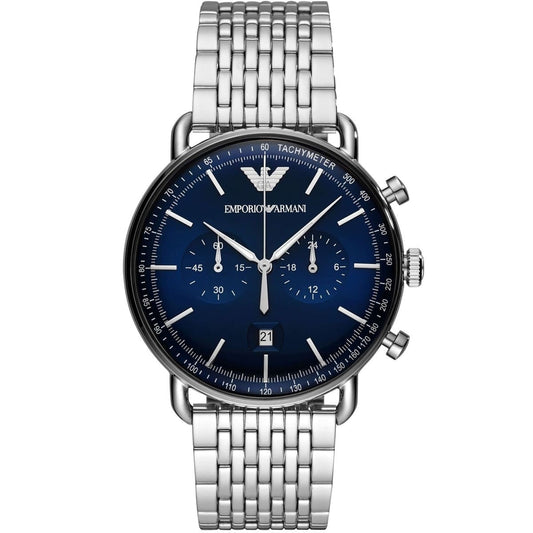 Emporio Armani AR11238 Aviator Men's Silver & Blue Watch
