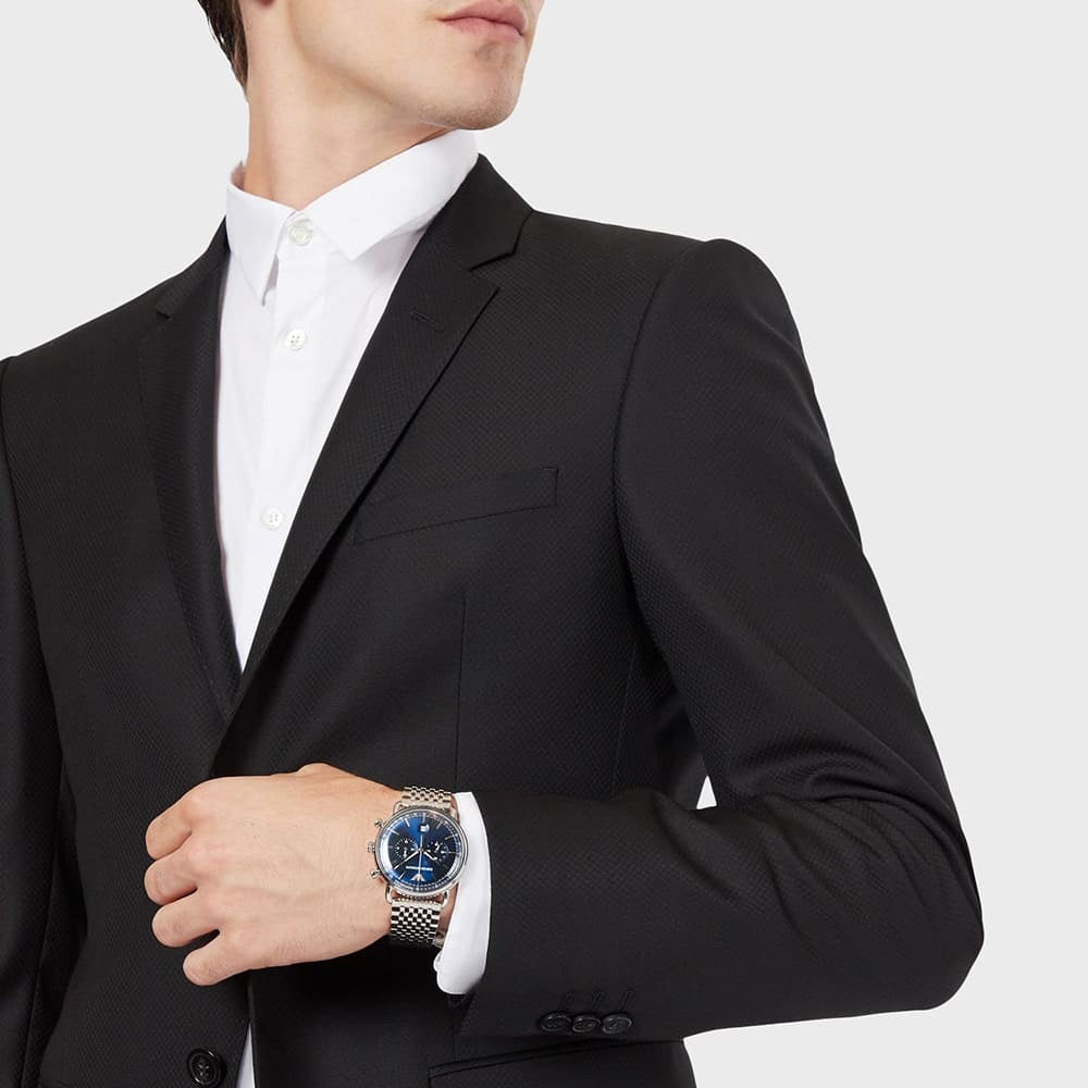 Emporio Armani AR11238 Aviator Men's Silver & Blue Watch