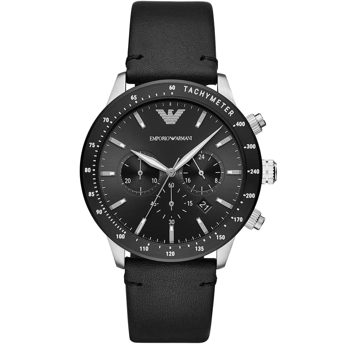 Emporio Armani AR11243 Mario Men's Silver & Black Watch