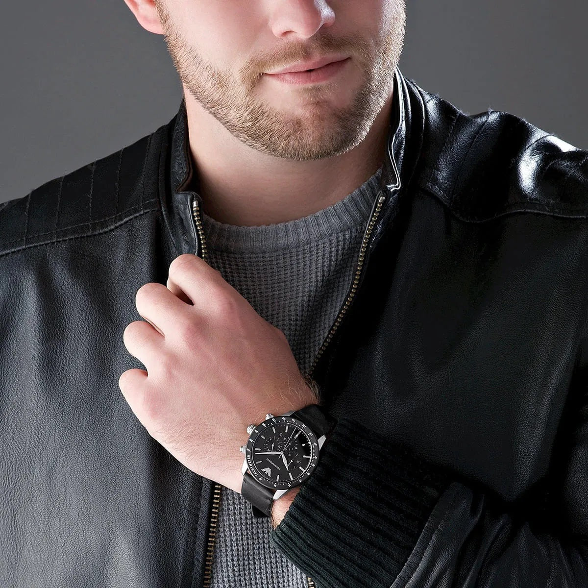 Emporio Armani AR11243 Mario Men's Silver & Black Watch