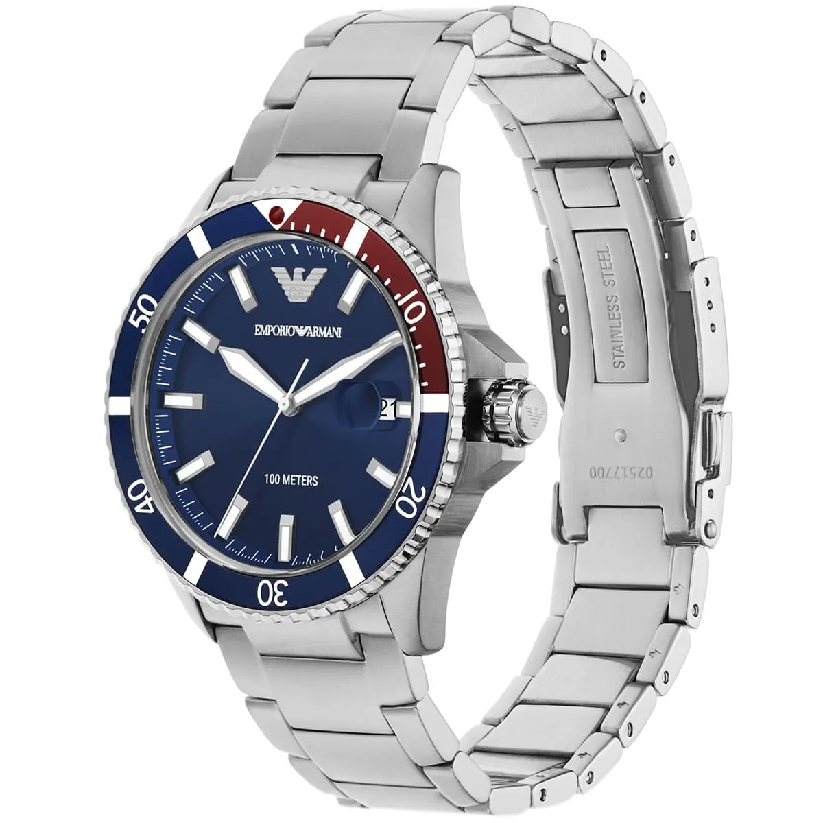 Emporio Armani AR11339 Men's Diver Style Silver & Blue Watch