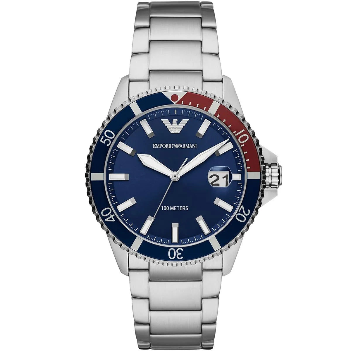 Emporio Armani AR11339 Men's Diver Style Silver & Blue Watch
