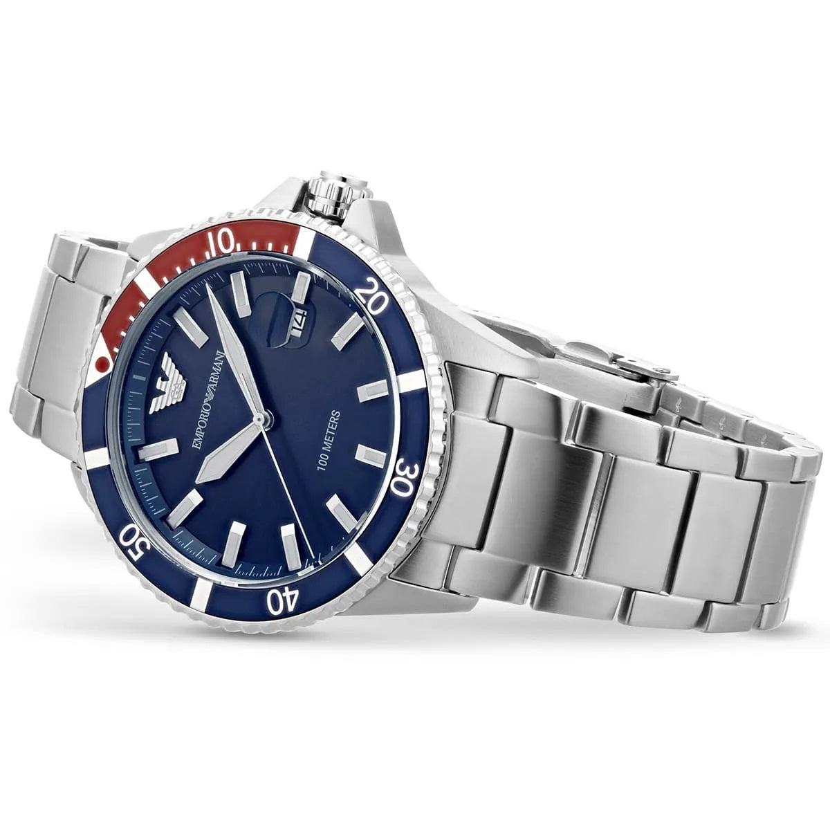 Emporio Armani AR11339 Men's Diver Style Silver & Blue Watch