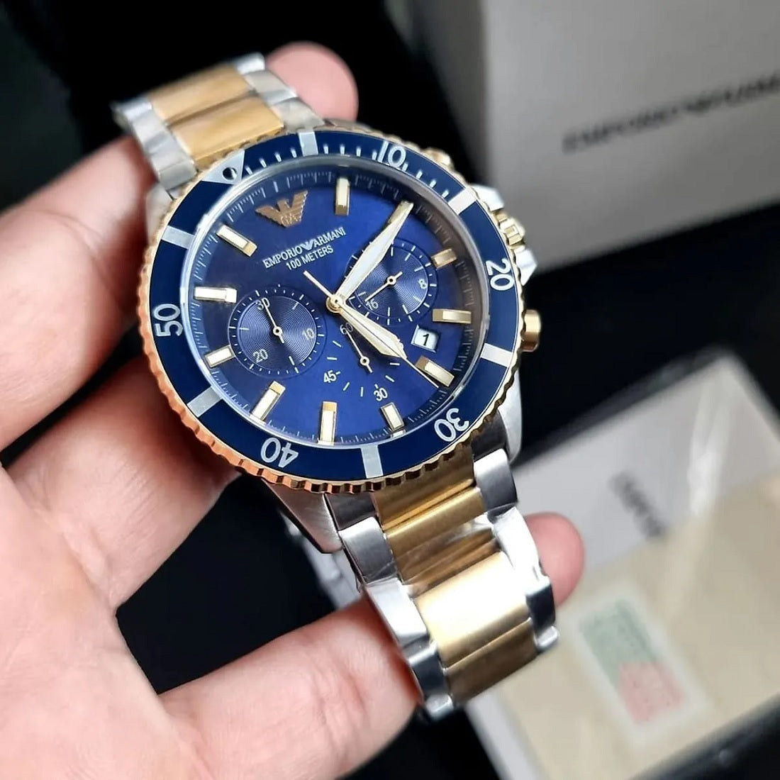 Emporio Armani AR11362 Men's Diver Two-Tone Gold Watch