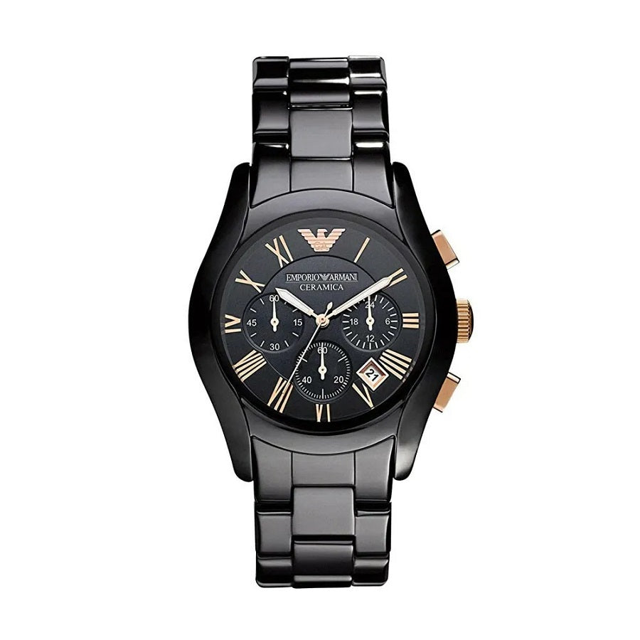 Emporio Armani AR1410 Ceramica Men's Black & Rose Gold Watch