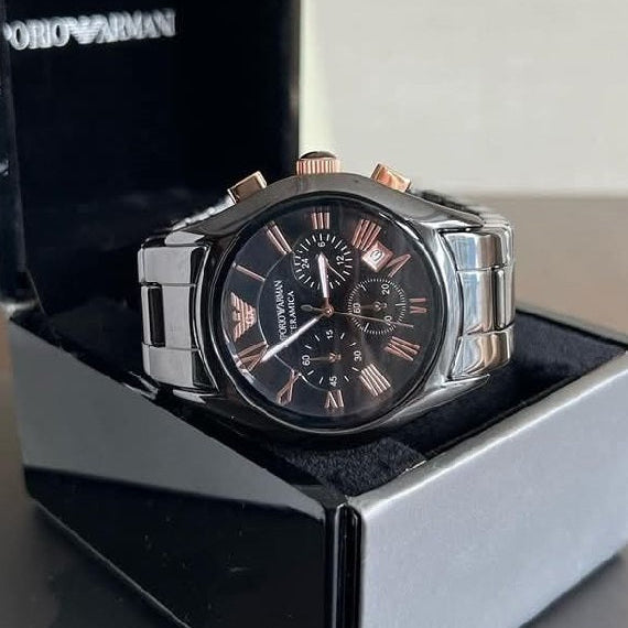Emporio Armani AR1410 Ceramica Men's Black & Rose Gold Watch
