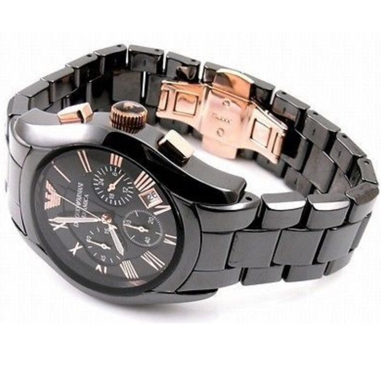 Emporio Armani AR1410 Ceramica Men's Black & Rose Gold Watch