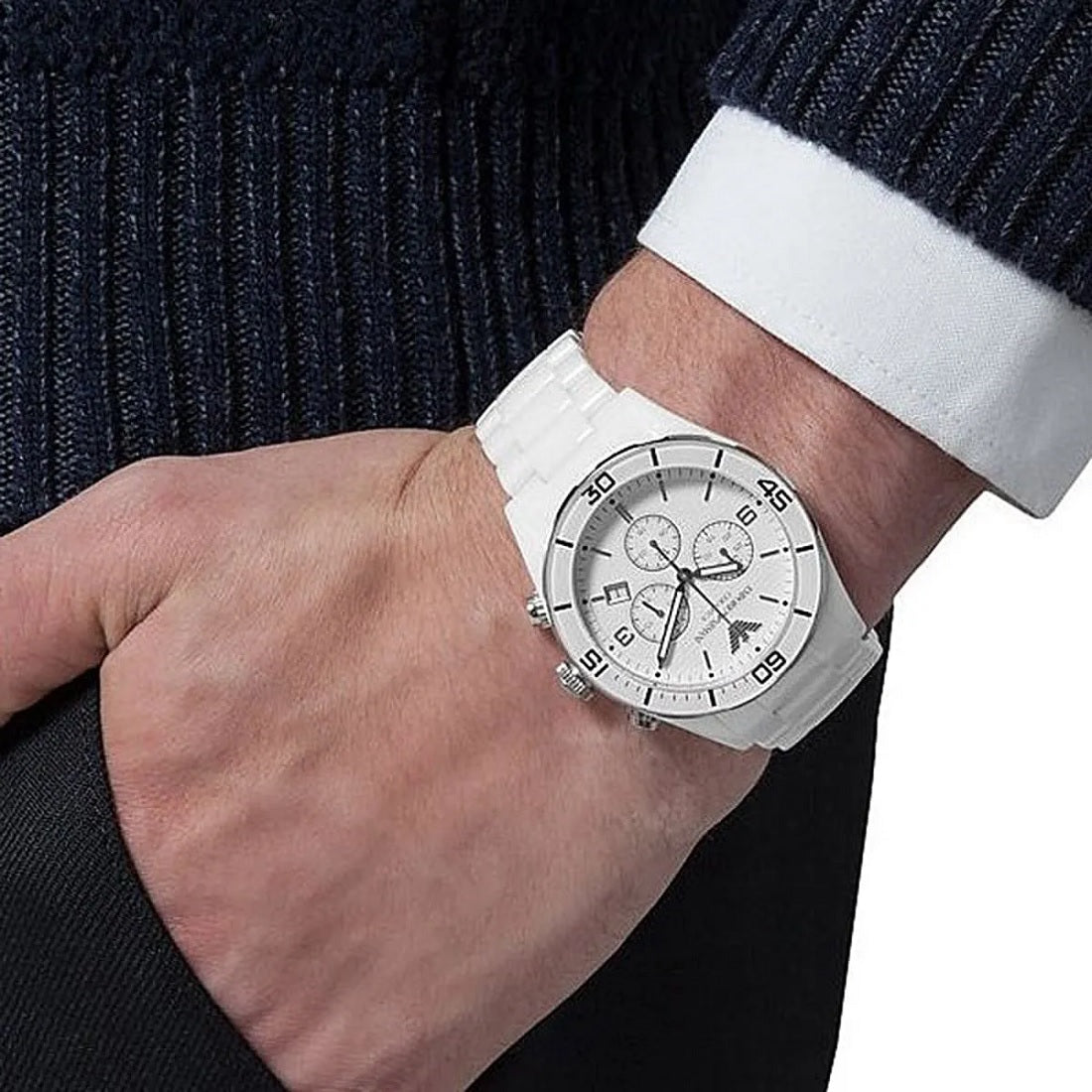 Emporio Armani AR1424 Leo Men's White Ceramic Watch