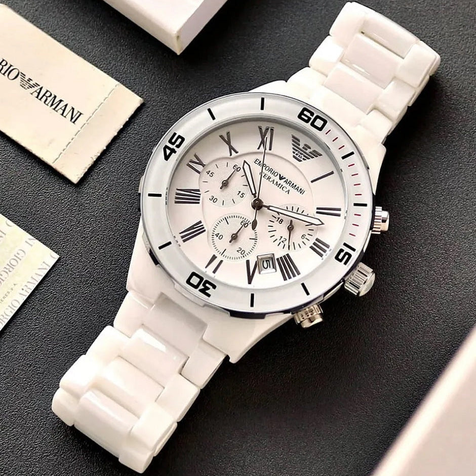 Emporio Armani AR1424 Leo Men's White Ceramic Watch