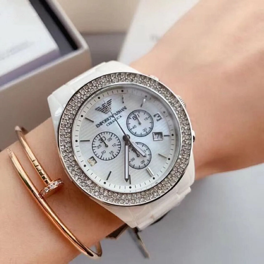 Emporio Armani AR1456 Ceramica Women's White Watch