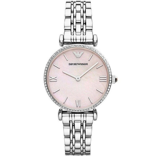 Emporio Armani AR1779 Gianni T-Bar Women's Silver & Pink Watch