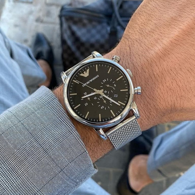 Emporio Armani AR1808 Luigi Men's Silver Mesh Watch