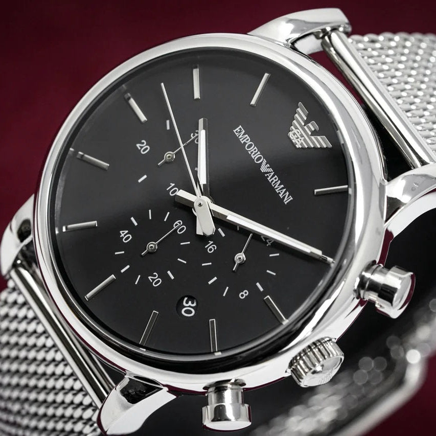 Emporio Armani AR1808 Luigi Men's Silver Mesh Watch