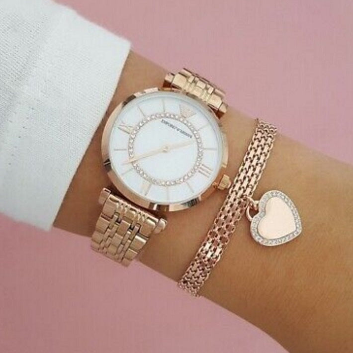 Emporio Armani AR1909 Gianni T-Bar Women's Rose Gold Watch