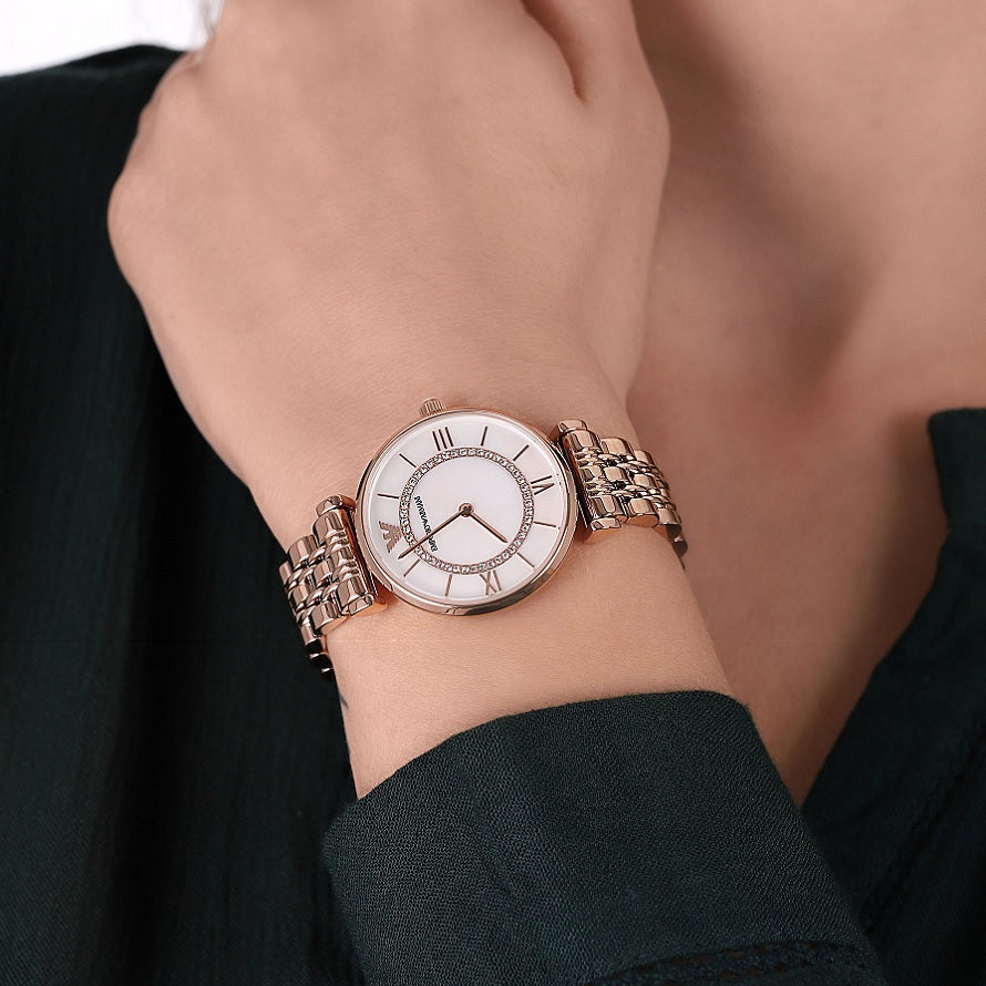 Emporio Armani AR1909 Gianni T-Bar Women's Rose Gold Watch