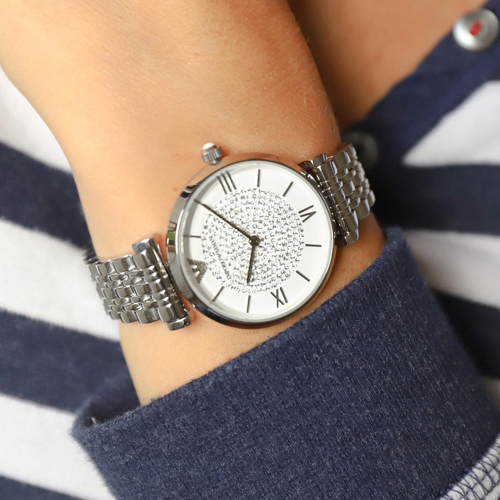 Emporio Armani AR1925 Gianni T-Bar Women's Silver Watch