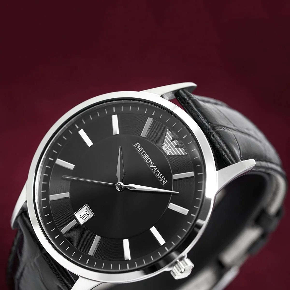 Emporio Armani AR2411 Renato Men's Black Leather Watch