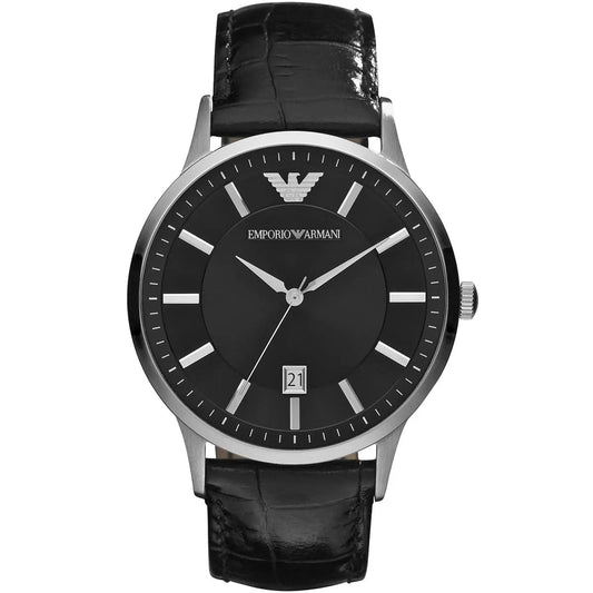 Emporio Armani AR2411 Renato Men's Black Leather Watch