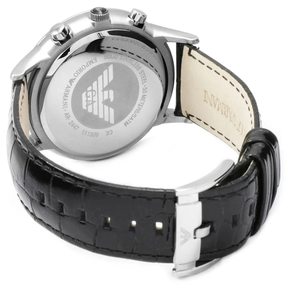 Emporio Armani AR2447 Renato Men's Black Leather Watch