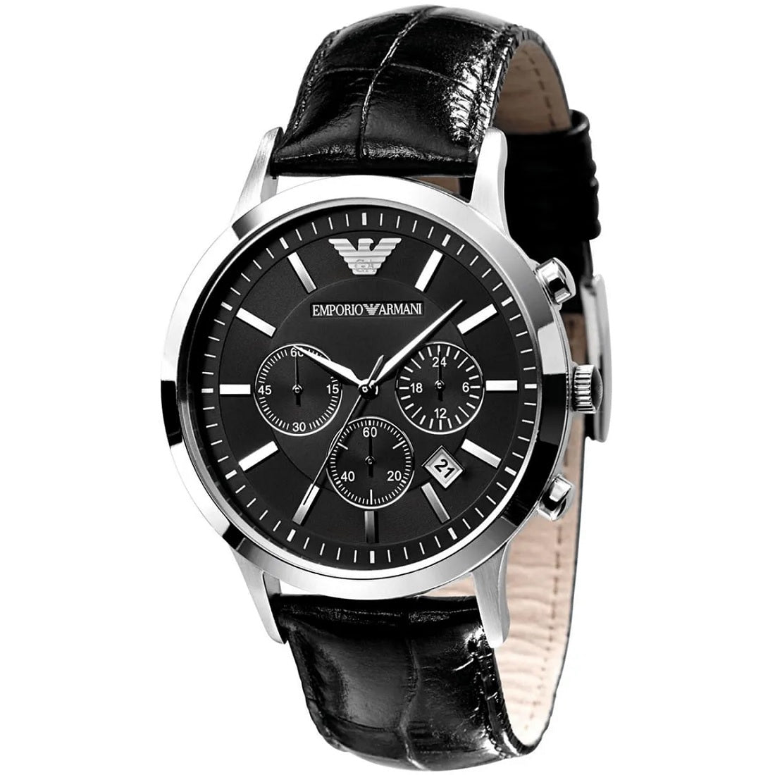 Emporio Armani AR2447 Renato Men's Black Leather Watch