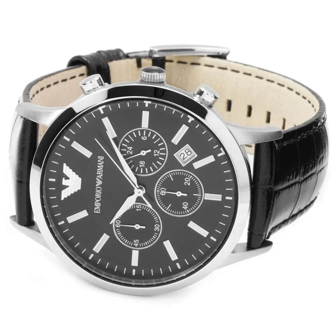Emporio Armani AR2447 Renato Men's Black Leather Watch