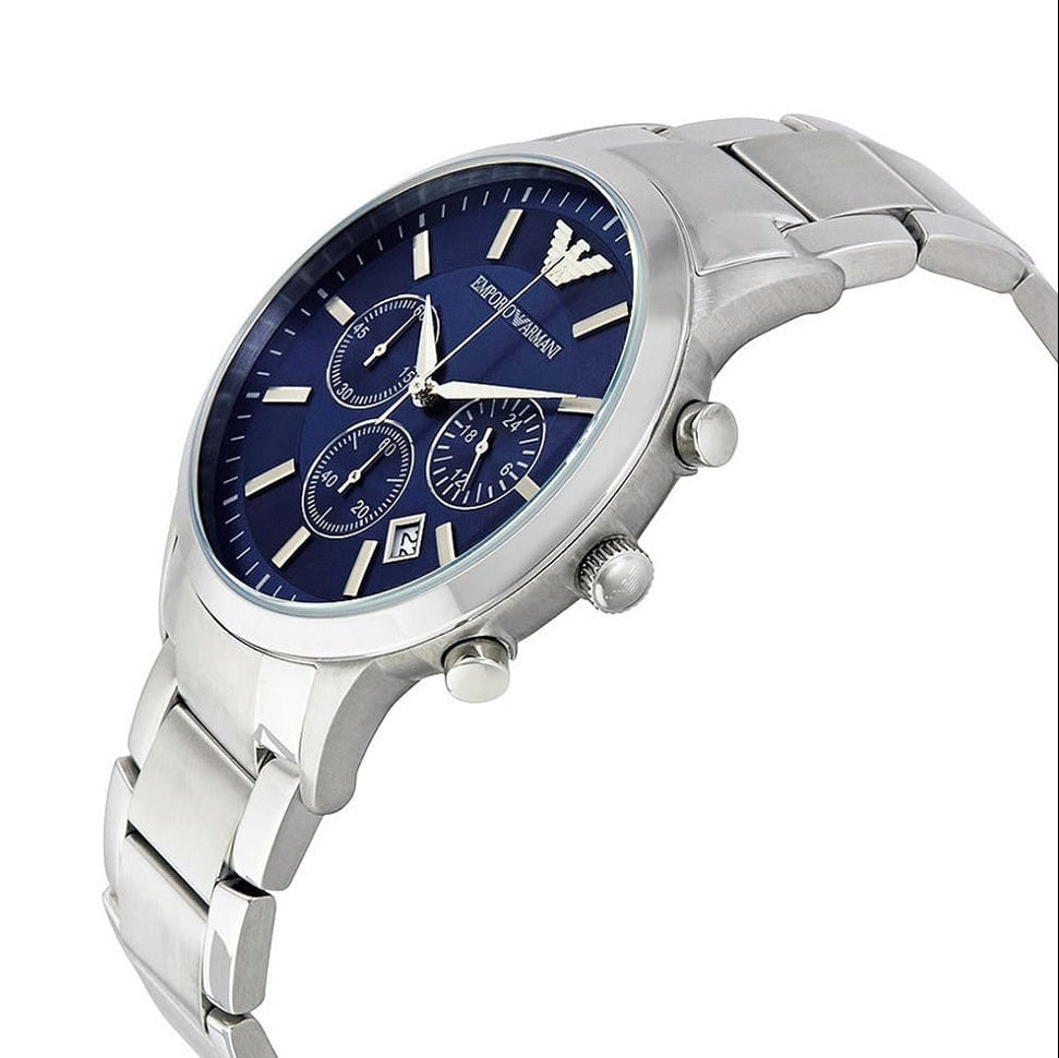 Emporio Armani AR2448 Renato Men's Silver & Blue Watch